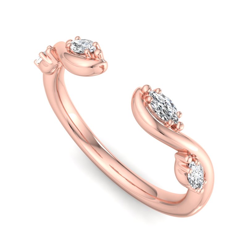 Rose Gold Twisted Vine Open Ring Lab Grown Diamond Band