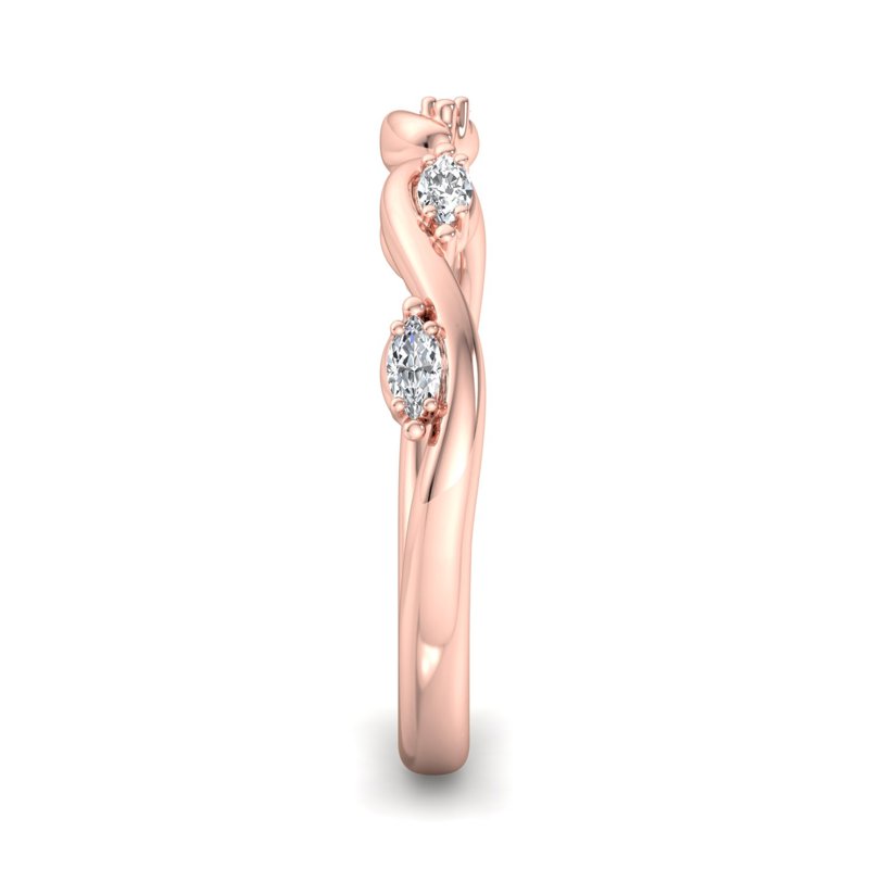 Rose Gold Twisted Vine Open Ring Lab Grown Diamond Band