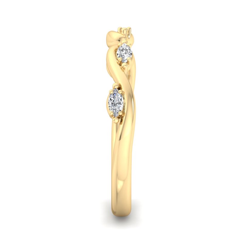 Yellow Gold Twisted Vine Open Ring Lab Grown Diamond Band