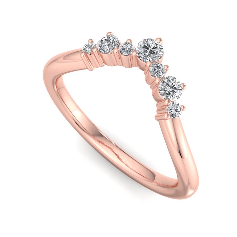 Rose Gold Elora Curved Lab Grown Diamond Band