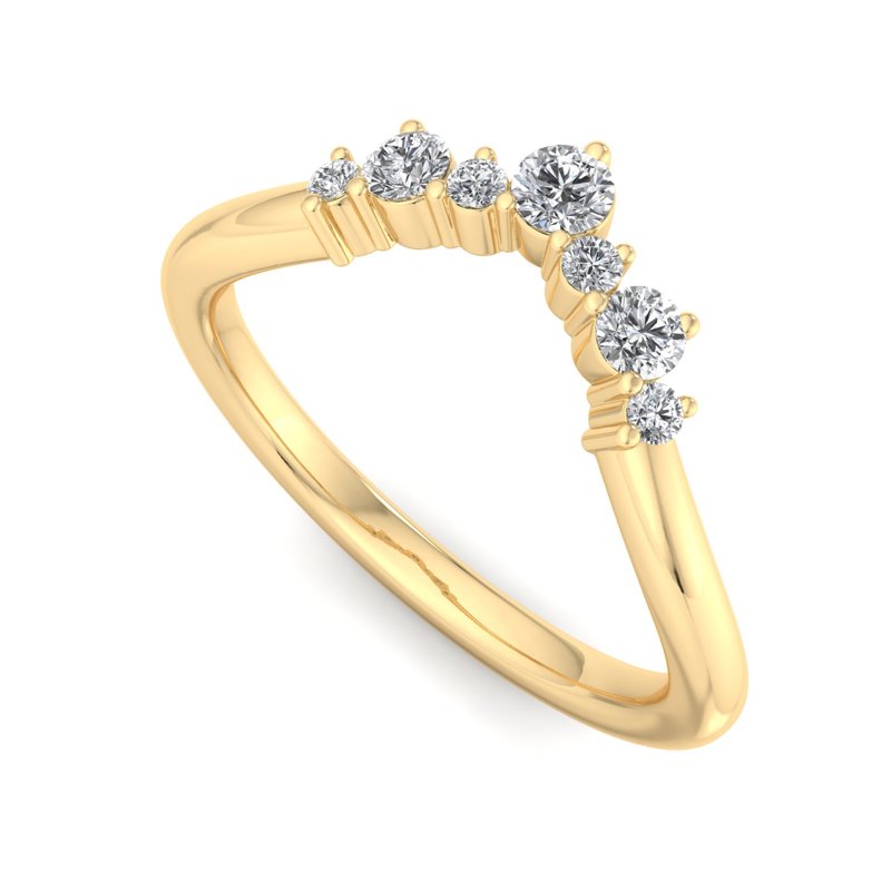 Yellow Gold Elora Curved Lab Grown Diamond Band