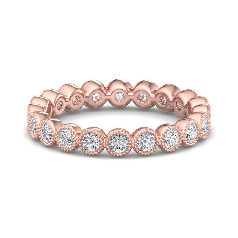 Rose Gold Milgrain Bezel Lab Grown Diamond Eternity Band (3/4ctw)