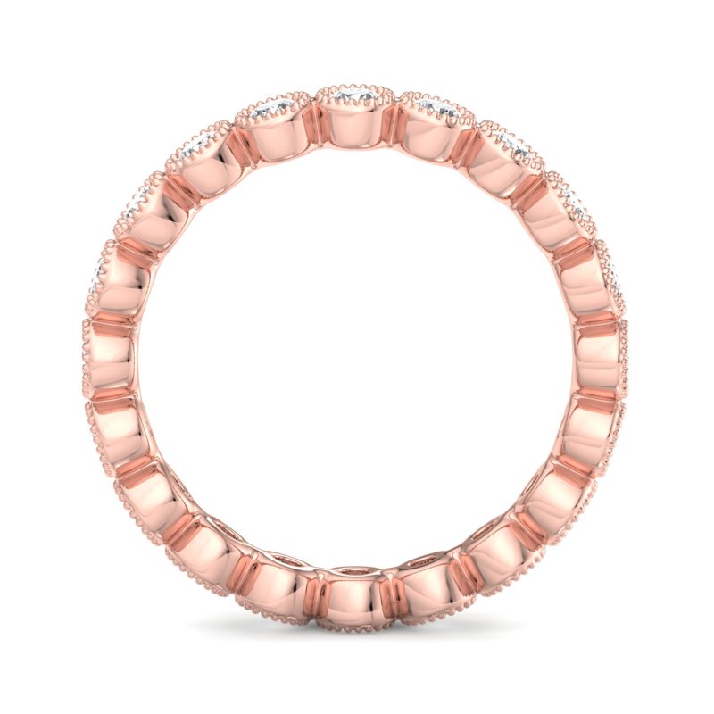 Rose Gold Milgrain Bezel Lab Grown Diamond Eternity Band (3/4ctw)