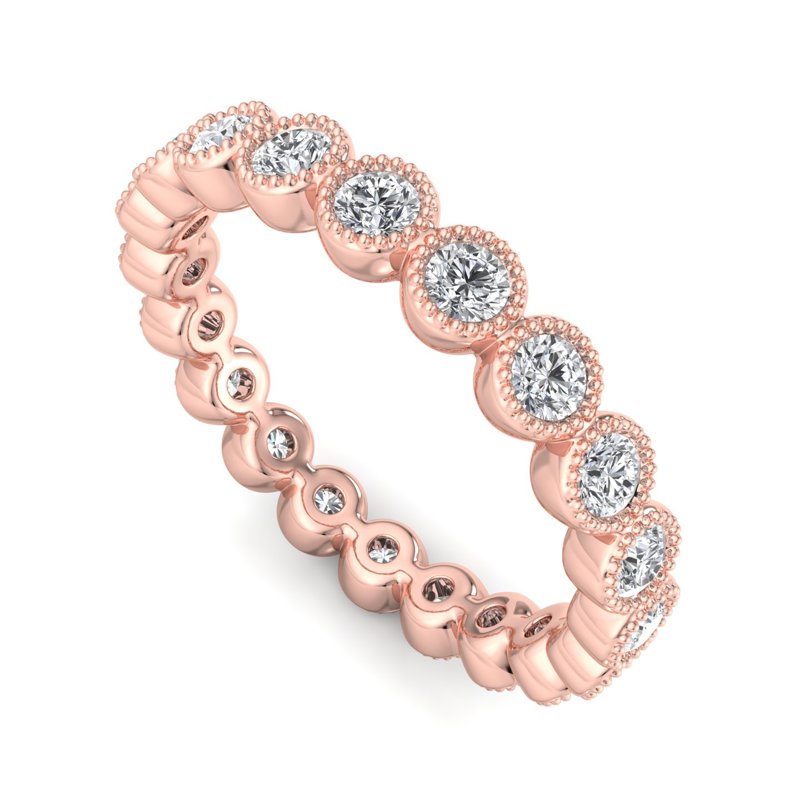 Rose Gold Milgrain Bezel Lab Grown Diamond Eternity Band (3/4ctw)