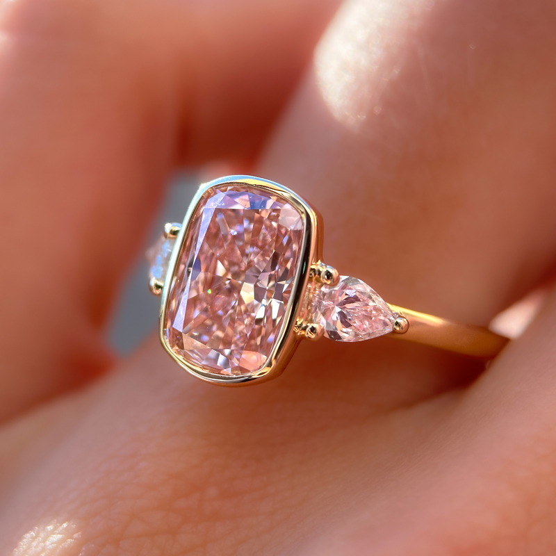 Aegis Ring | 2.62 Long Cushion Pink Lab Grown Diamond