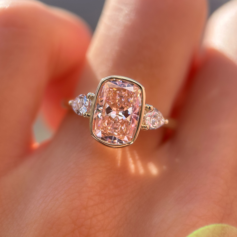 Aegis Ring | 2.62 Long Cushion Pink Lab Grown Diamond