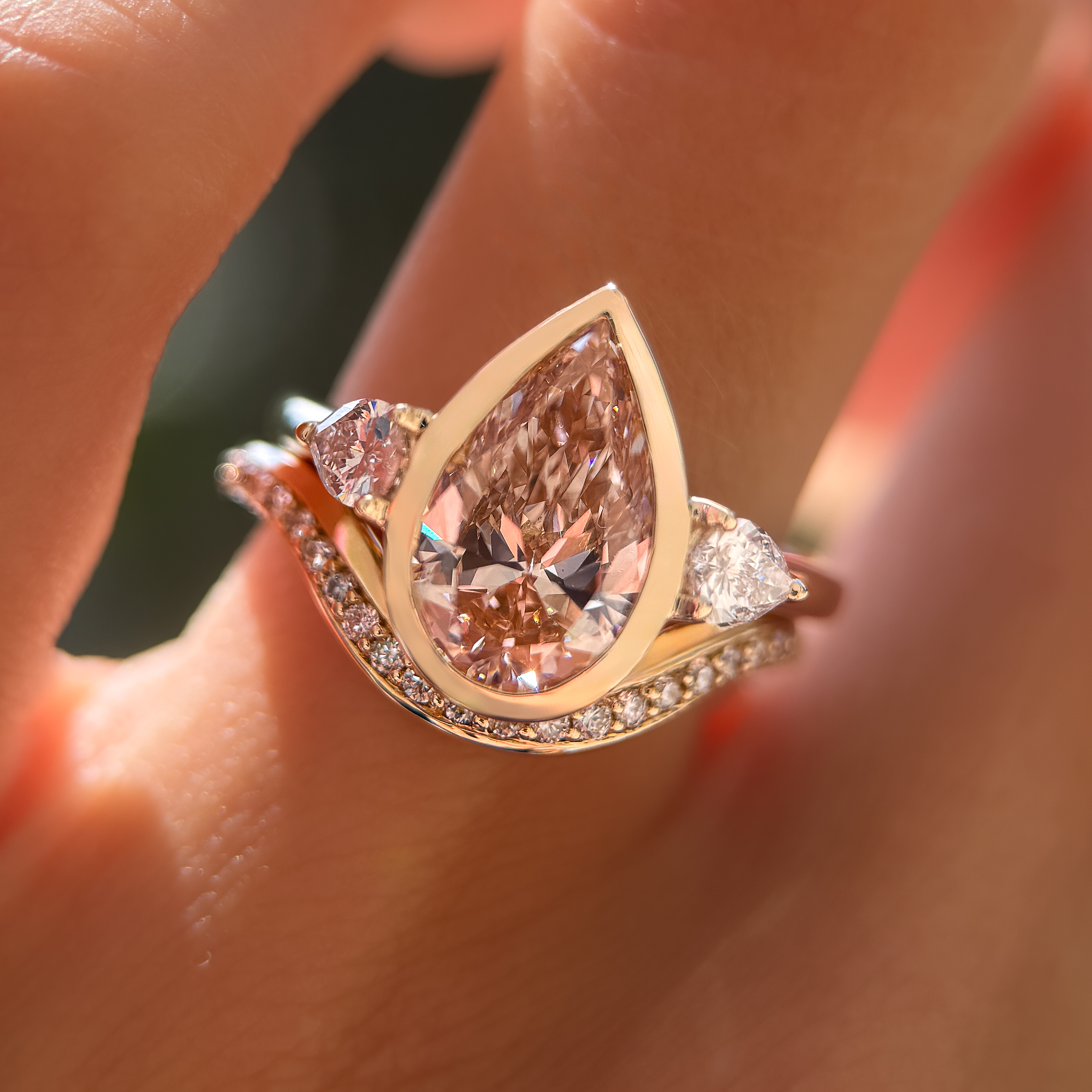 Aegis Ring | 2.73ct Pear Pink Lab Grown Diamond