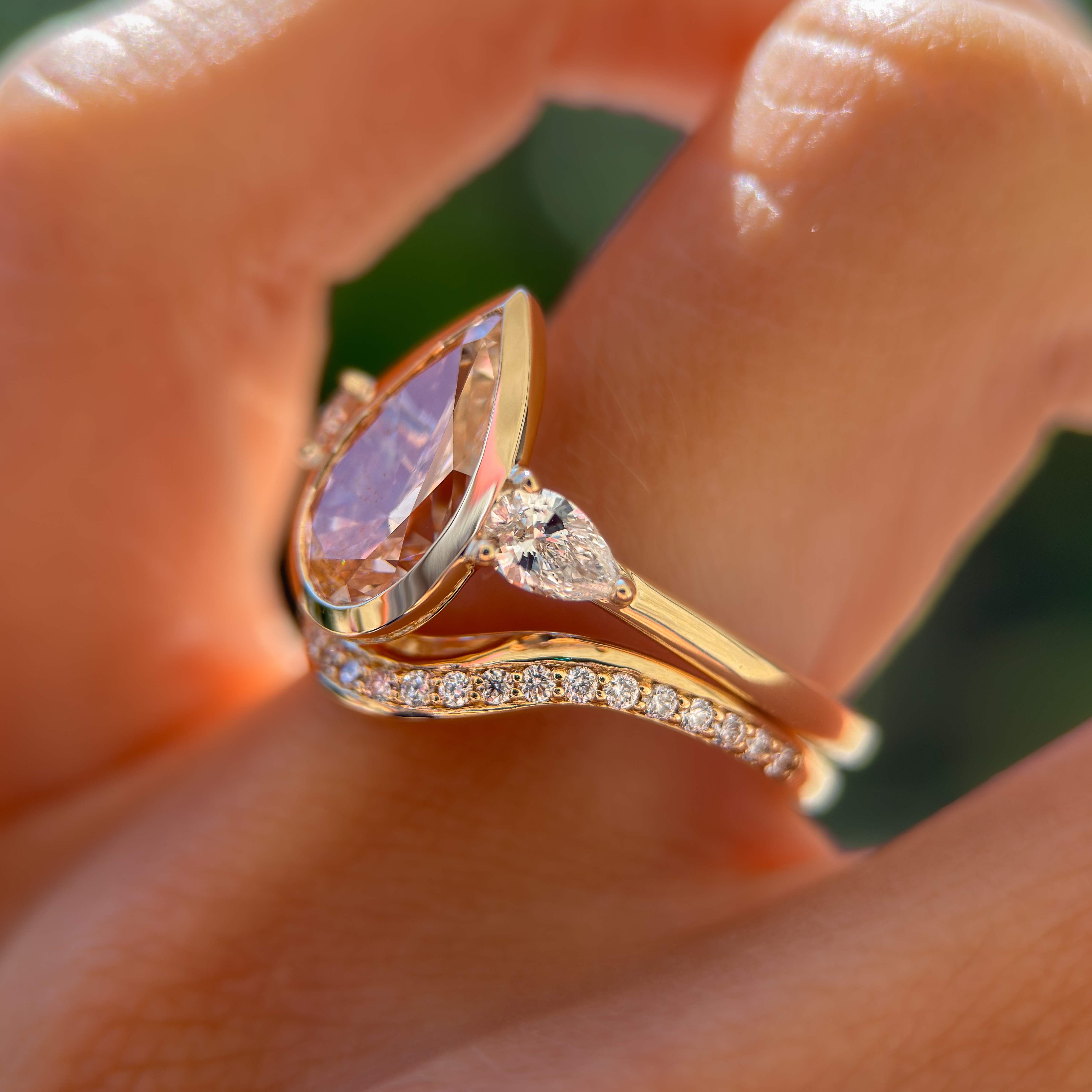 Aegis Ring | 2.73ct Pear Pink Lab Grown Diamond