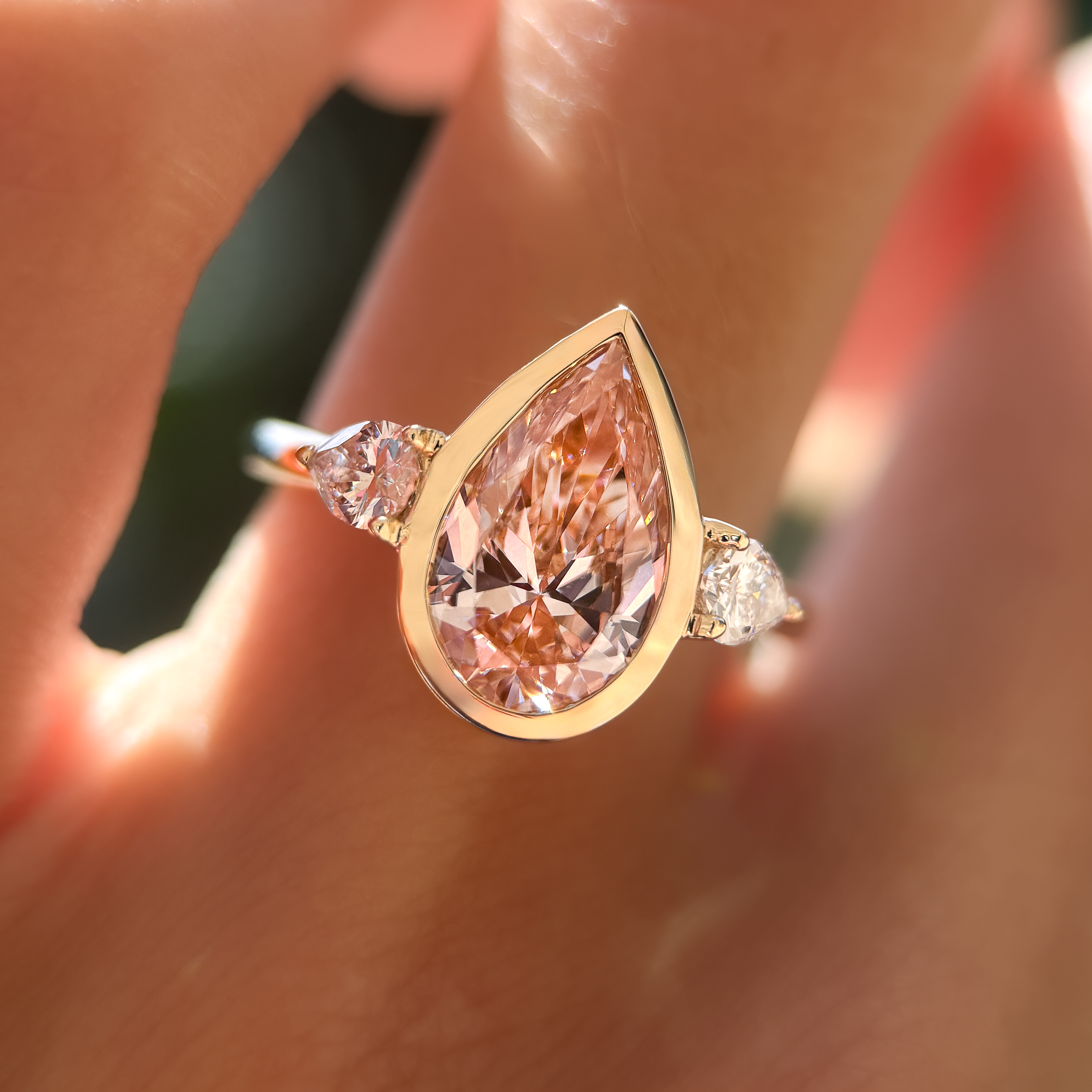 Aegis Ring | 2.73ct Pear Pink Lab Grown Diamond