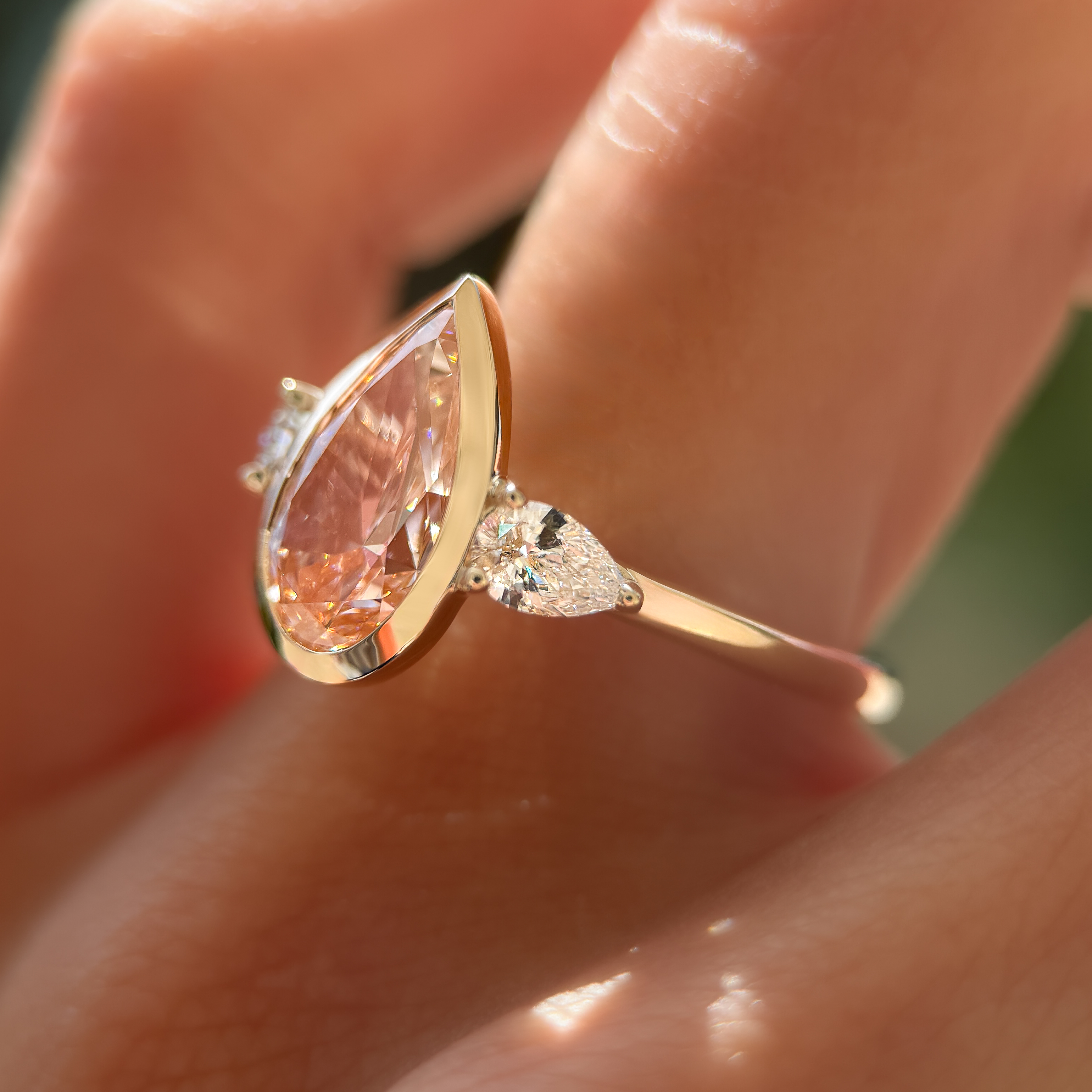 Aegis Ring | 2.73ct Pear Pink Lab Grown Diamond