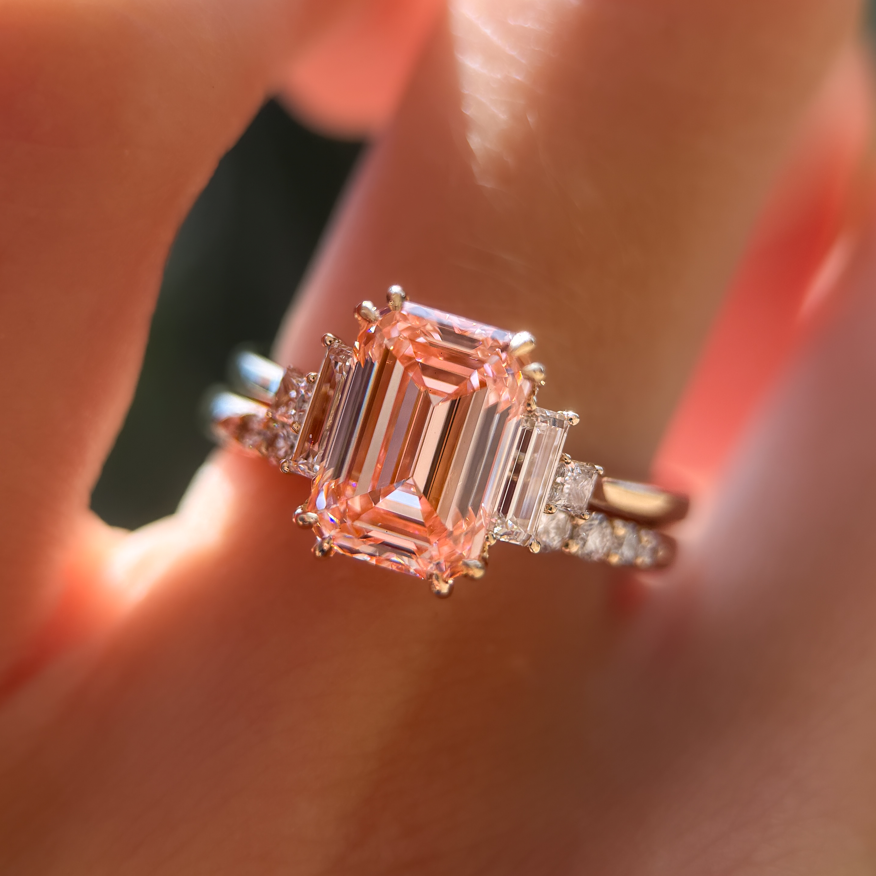 Amelia Ring I 3.08ct Elongated Cushion Pink Lab Grown Diamond
