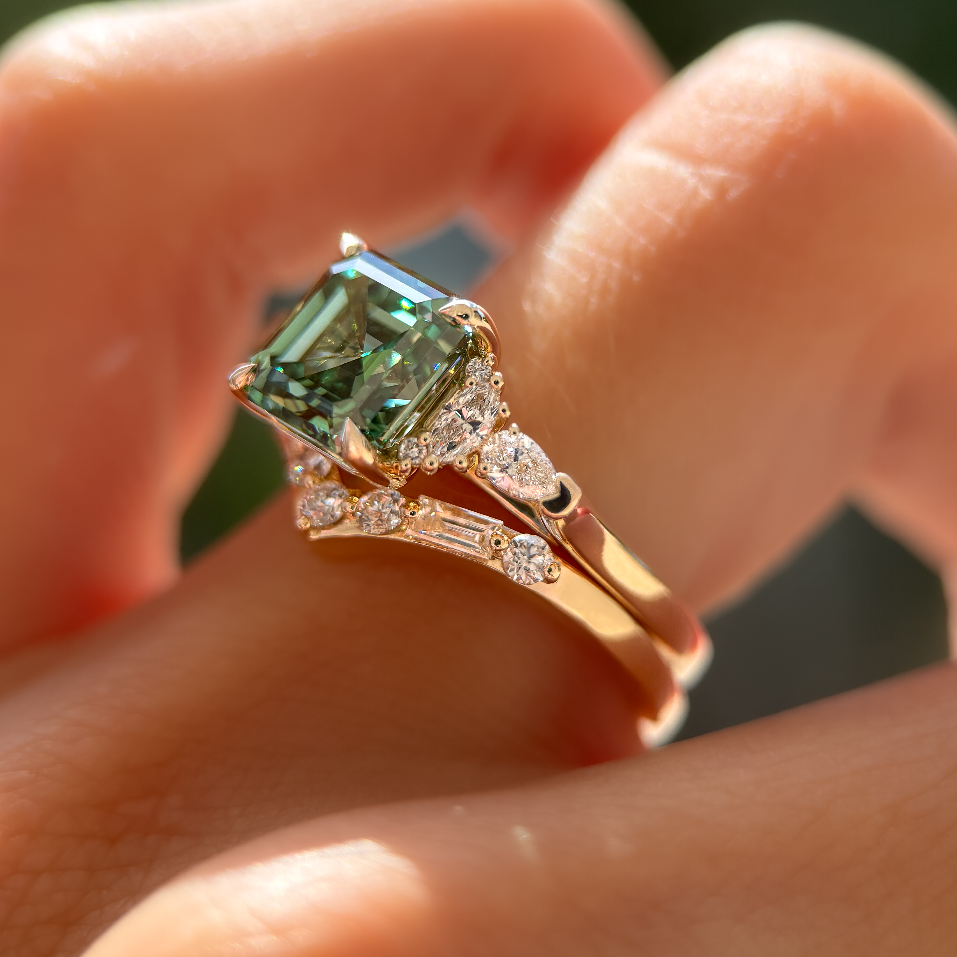 Savannah Ring | 3.20ct Asscher Green Lab Grown Diamond