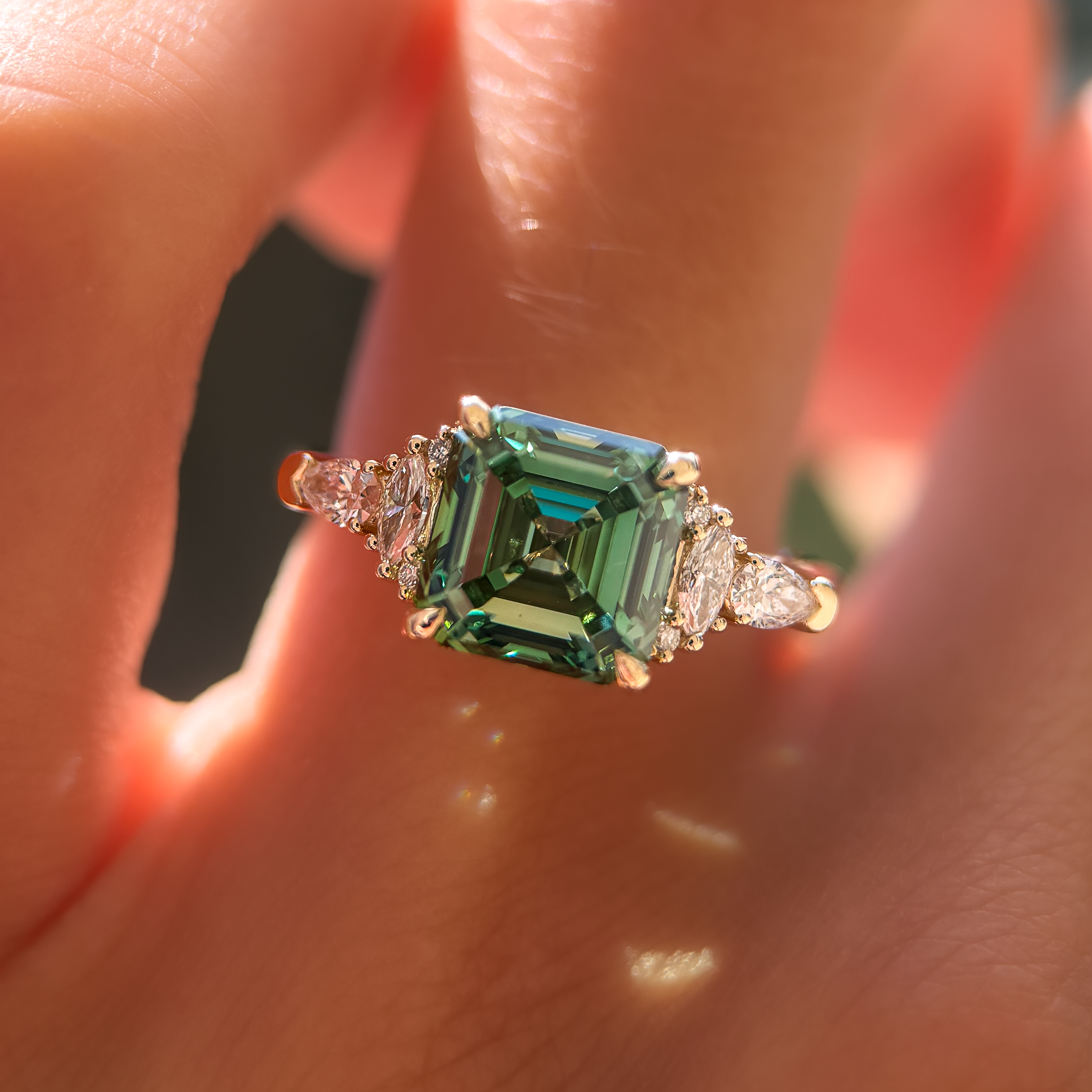 Savannah Ring | 3.20ct Asscher Green Lab Grown Diamond