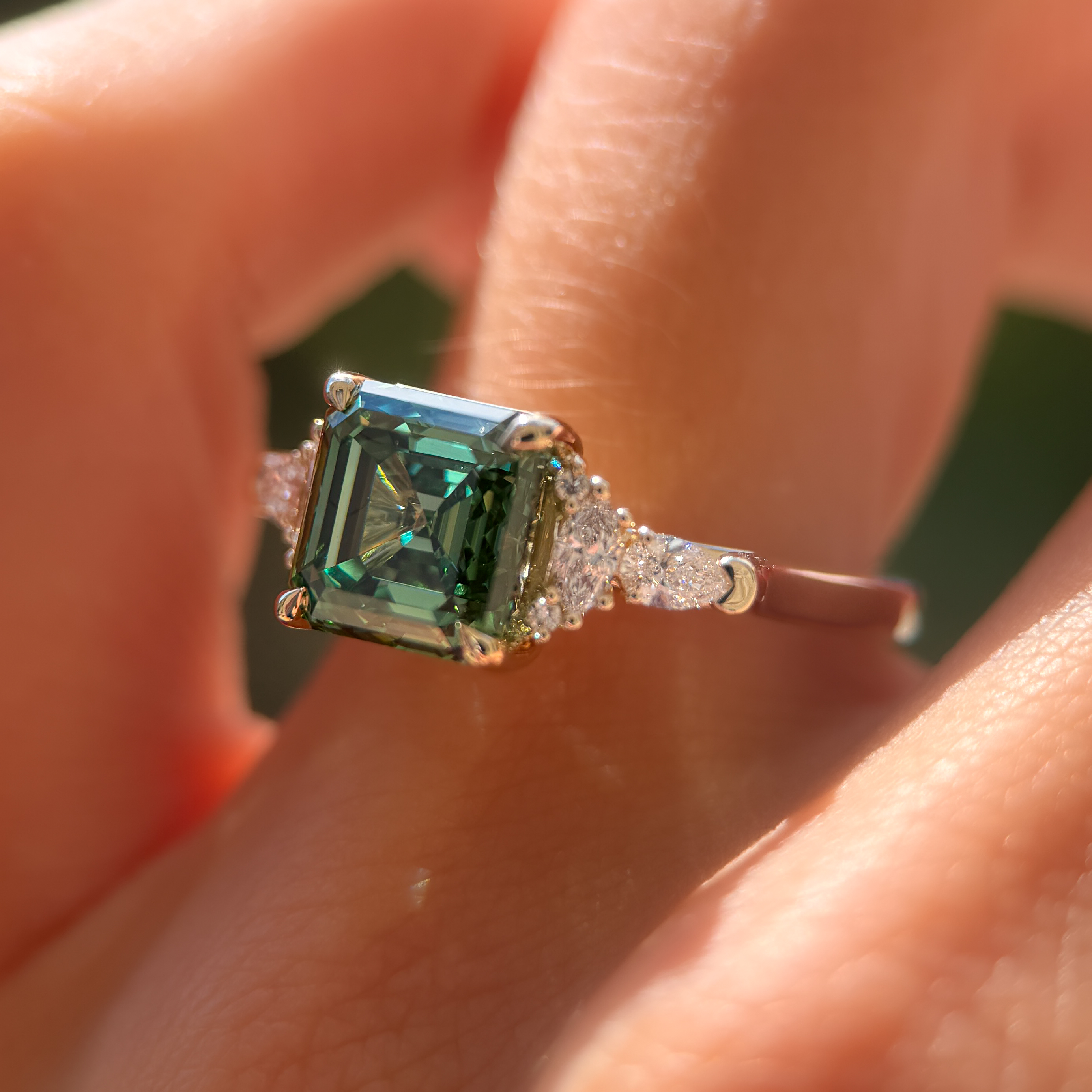 Savannah Ring | 3.20ct Asscher Green Lab Grown Diamond
