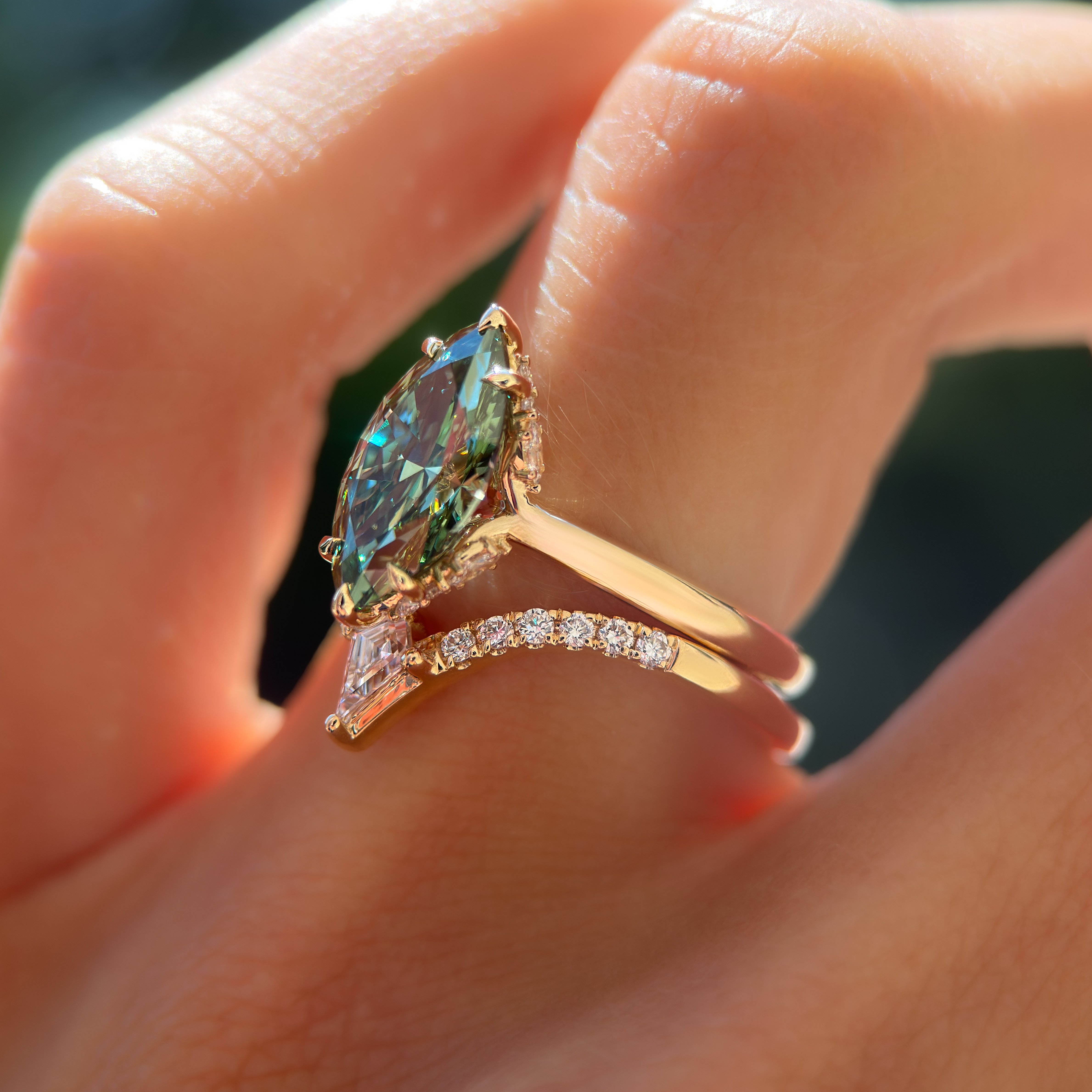 Maristella Ring | 2.03ct Marquise Green Lab Grown Diamond