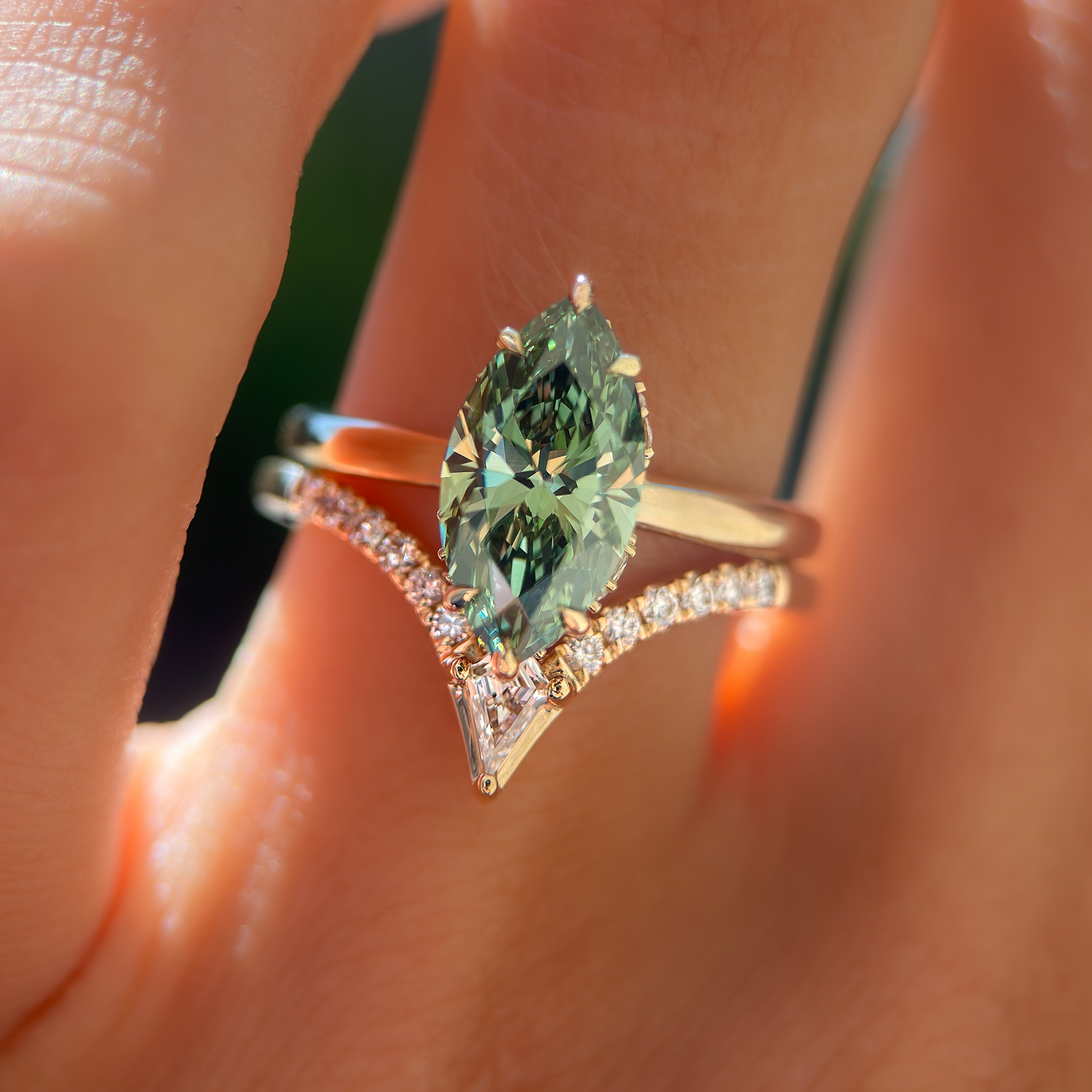 Maristella Ring | 2.03ct Marquise Green Lab Grown Diamond