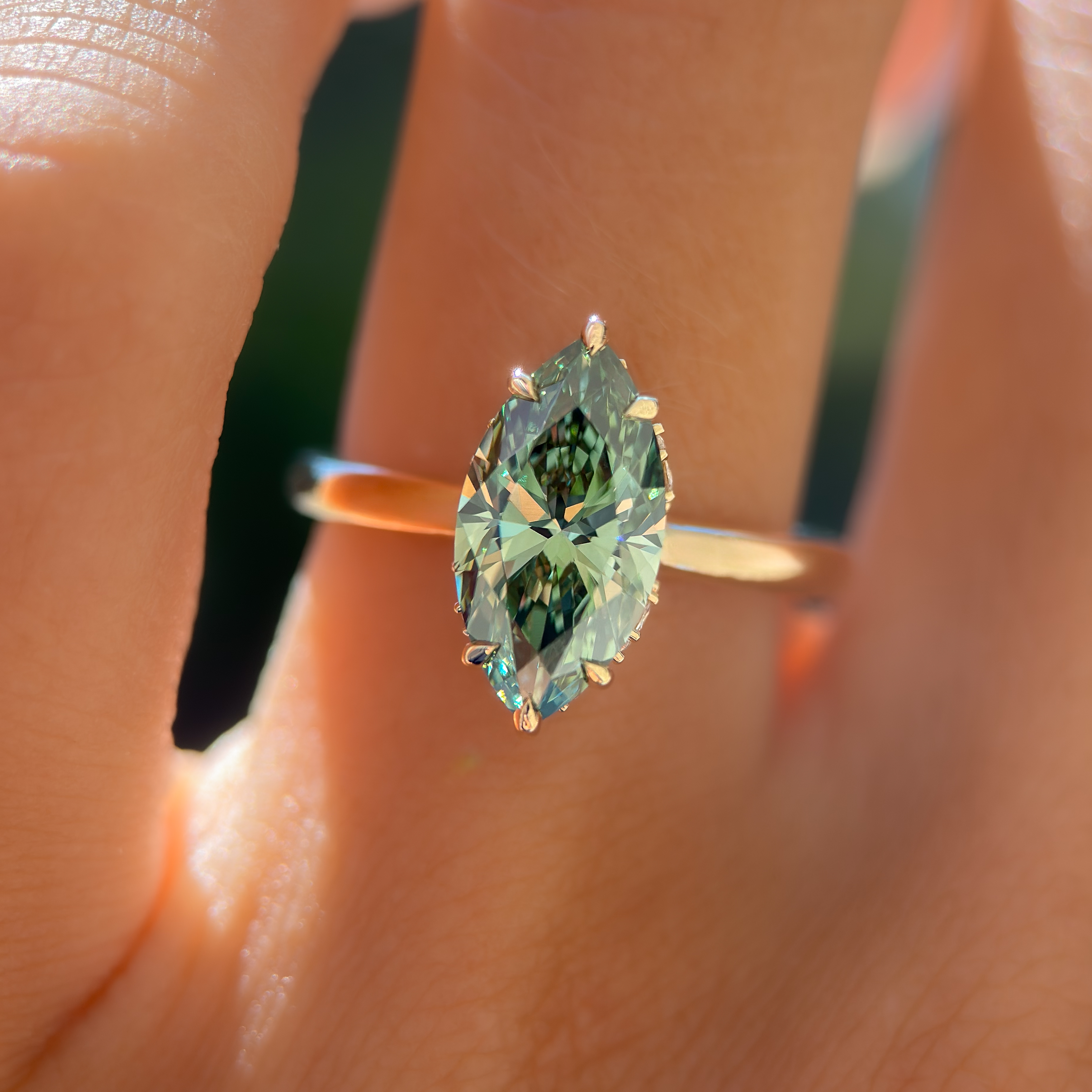 Maristella Ring | 2.03ct Marquise Green Lab Grown Diamond