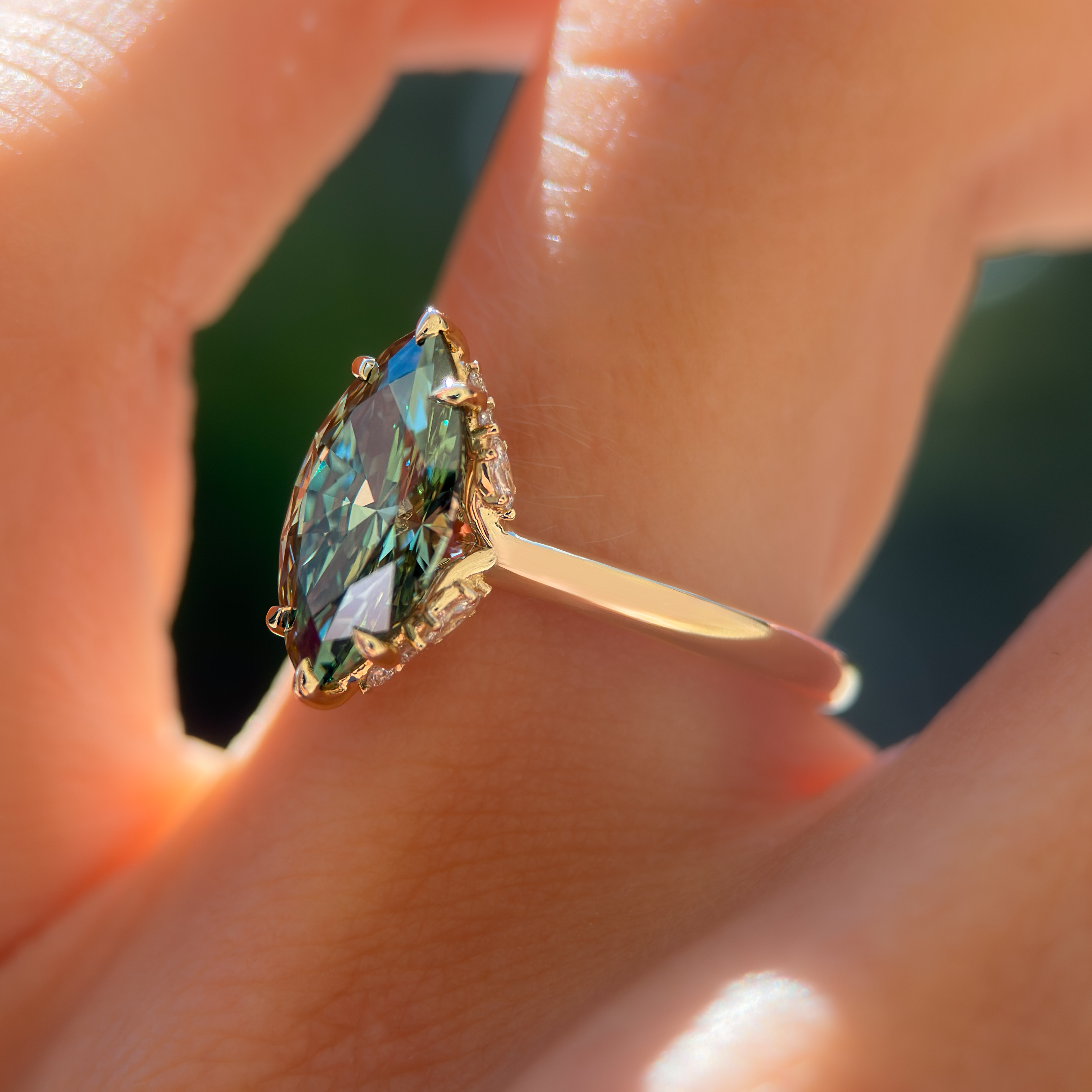 Maristella Ring | 2.03ct Marquise Green Lab Grown Diamond
