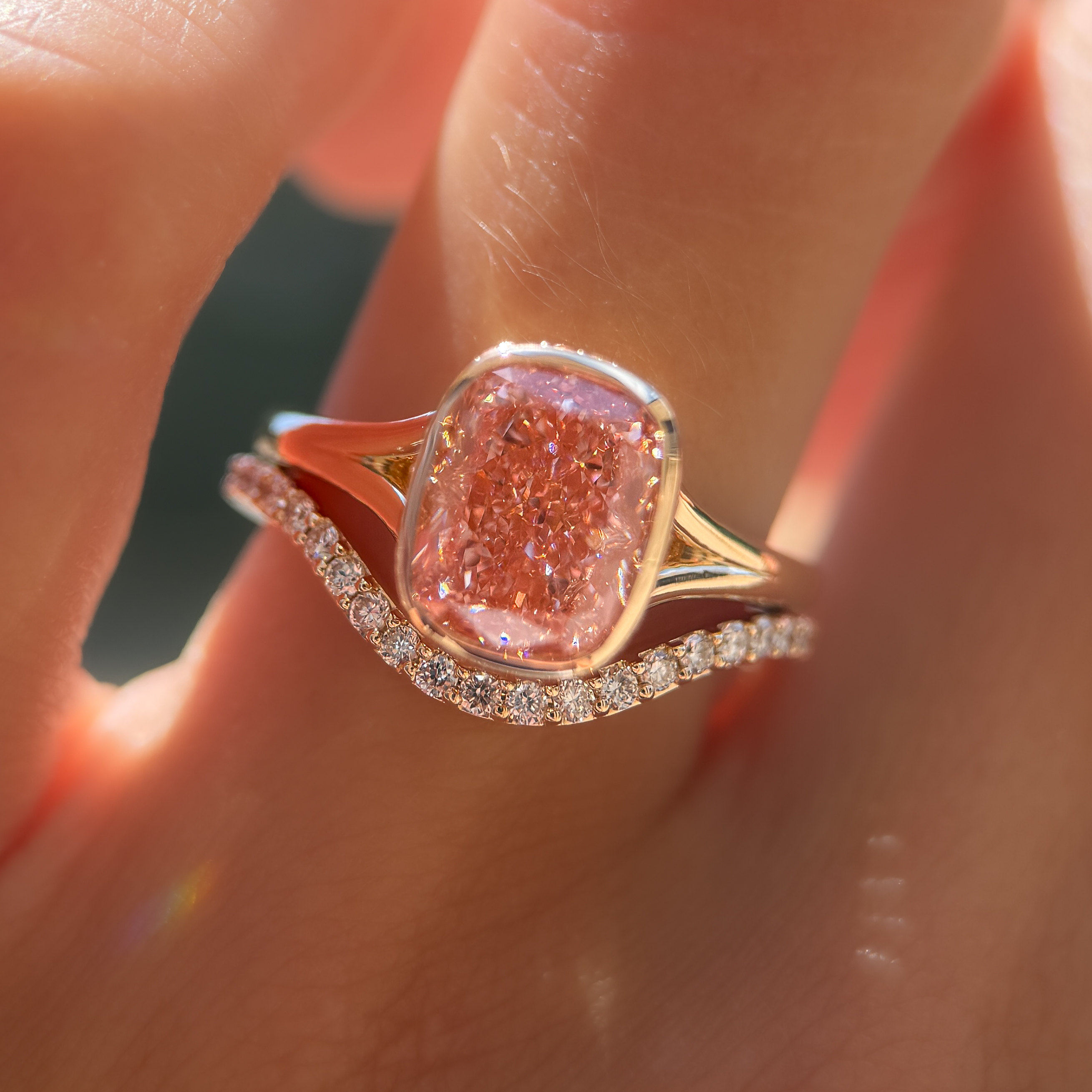Diletta Ring | 2.90ct Cushion Pink Lab Grown Diamond