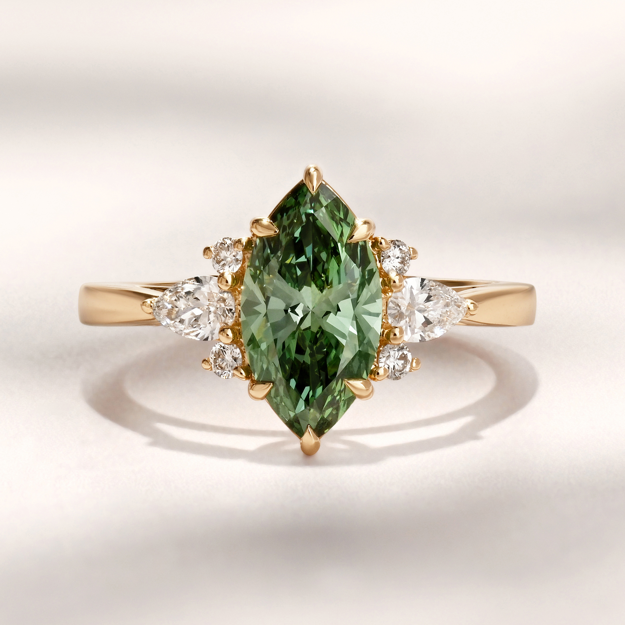 Renata Ring |1.53ct Marquise Green Lab Grown Diamond Ring
