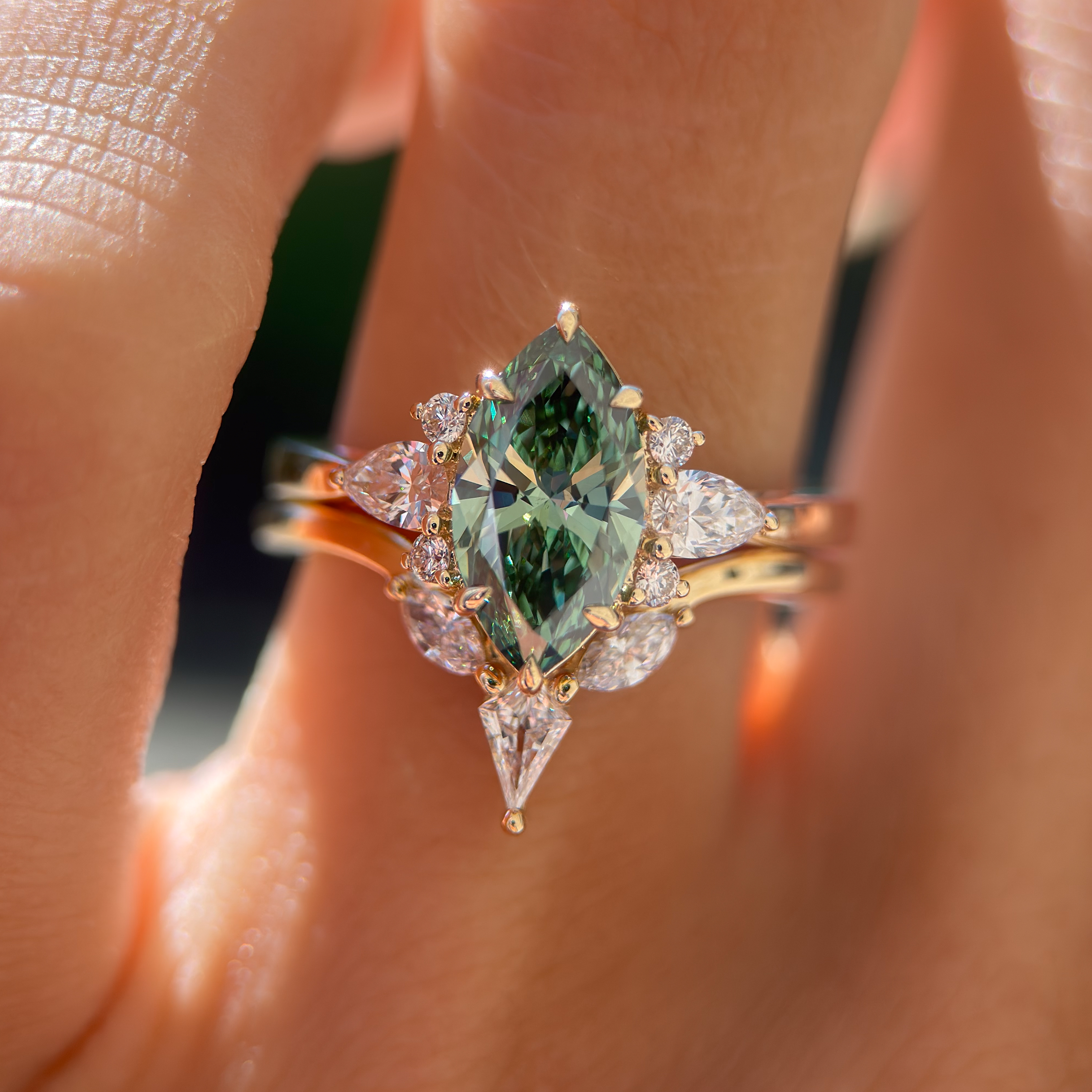 Renata Ring |1.53ct Marquise Green Lab Grown Diamond Ring