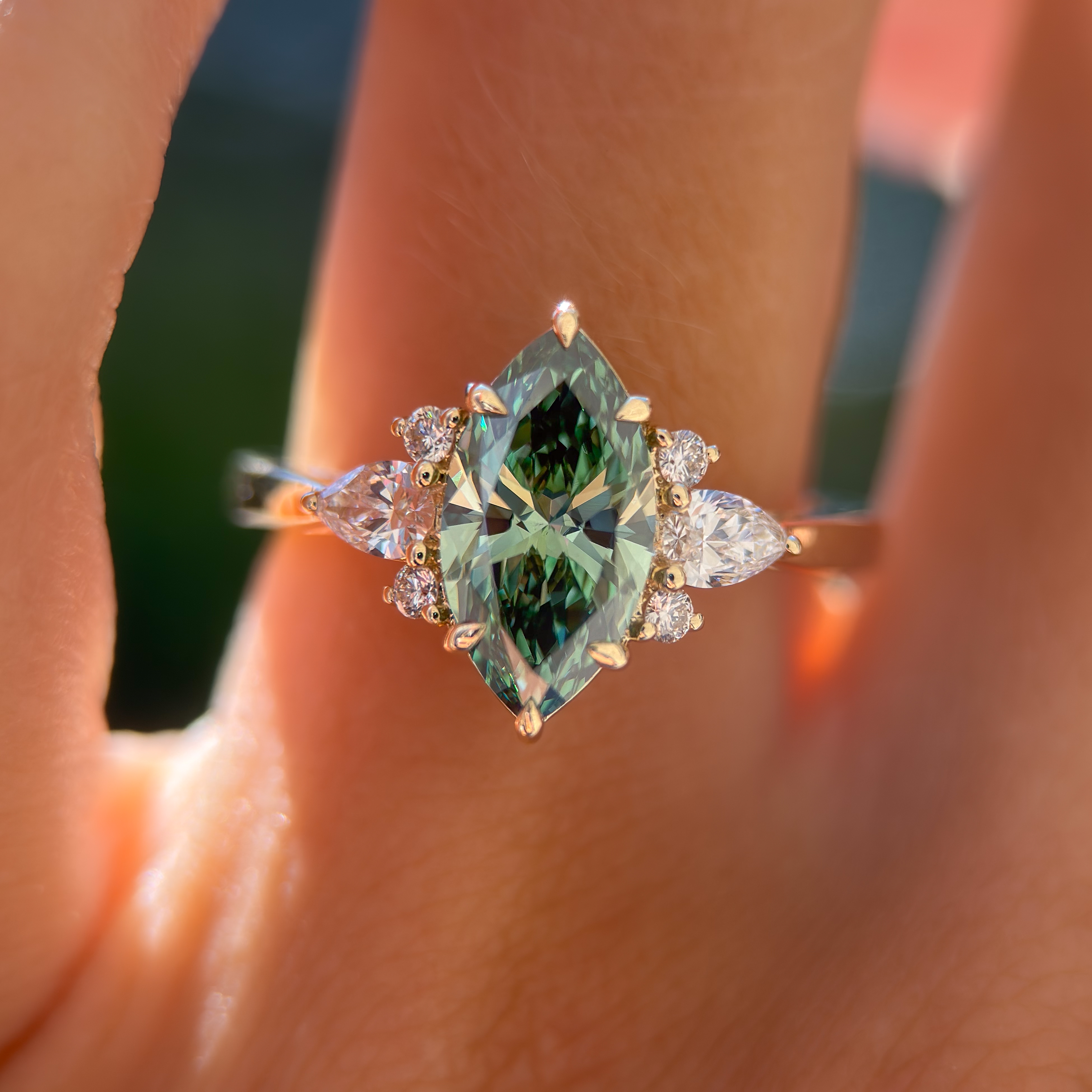 Renata Ring |1.53ct Marquise Green Lab Grown Diamond Ring