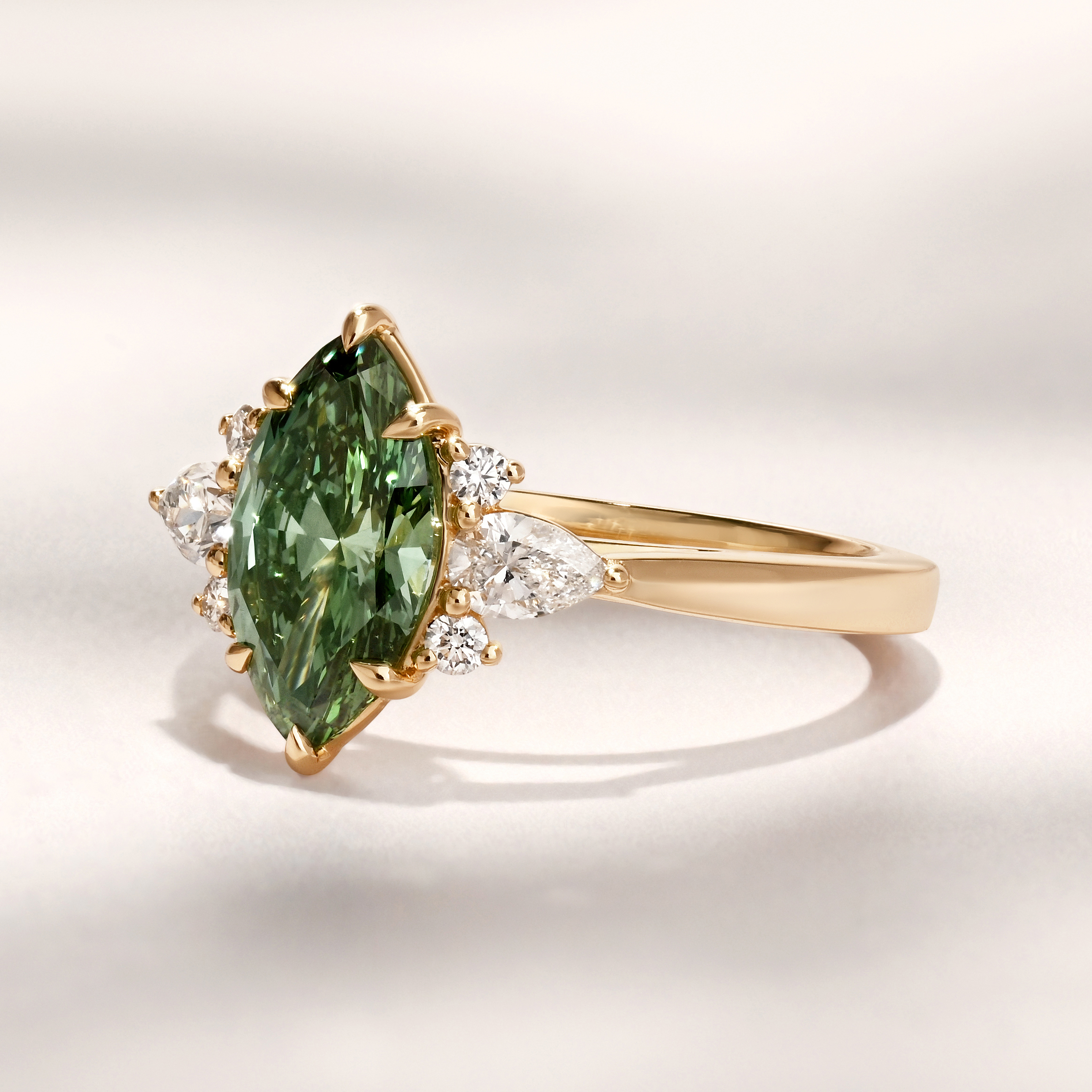 Renata Ring |1.53ct Marquise Green Lab Grown Diamond Ring