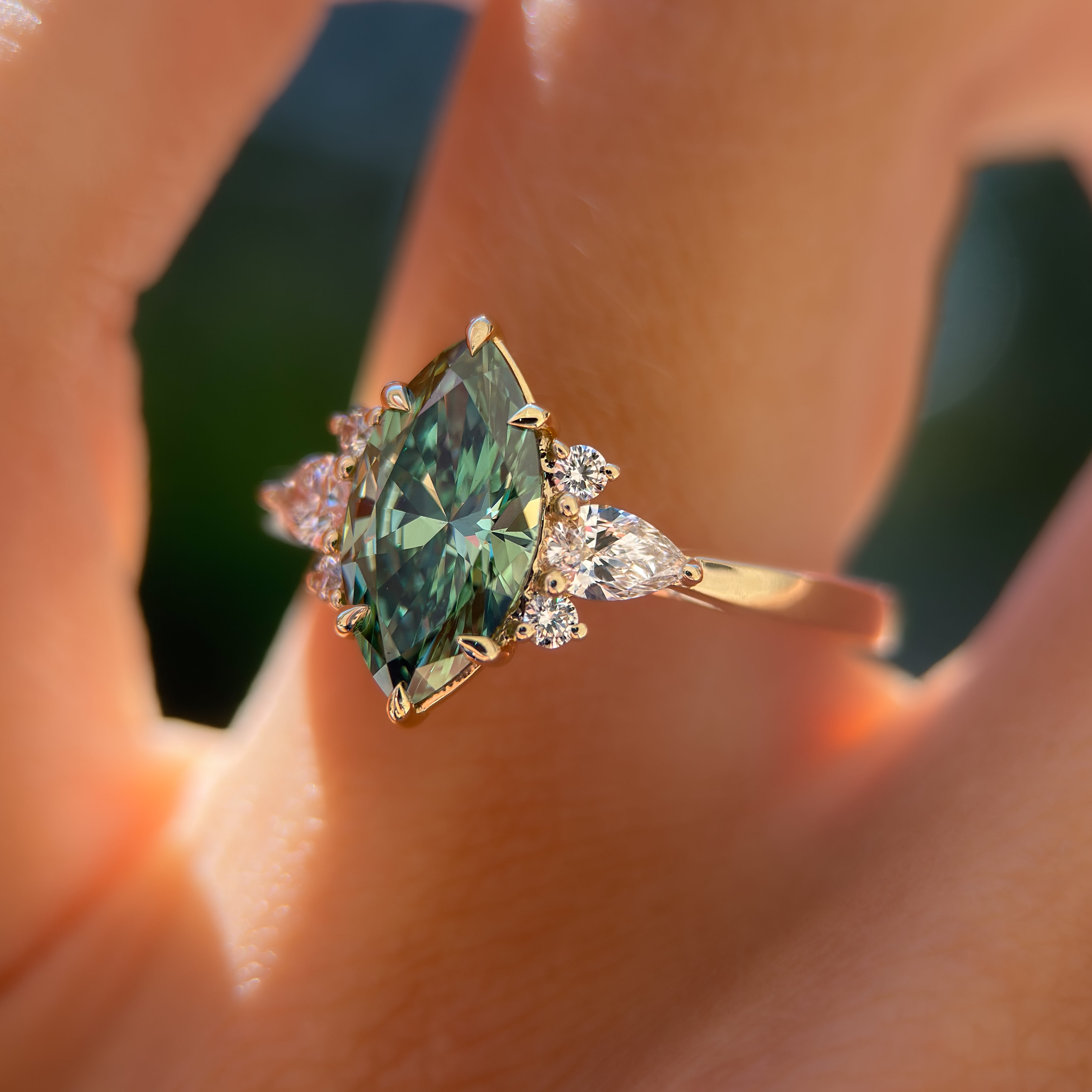 Renata Ring |1.53ct Marquise Green Lab Grown Diamond Ring