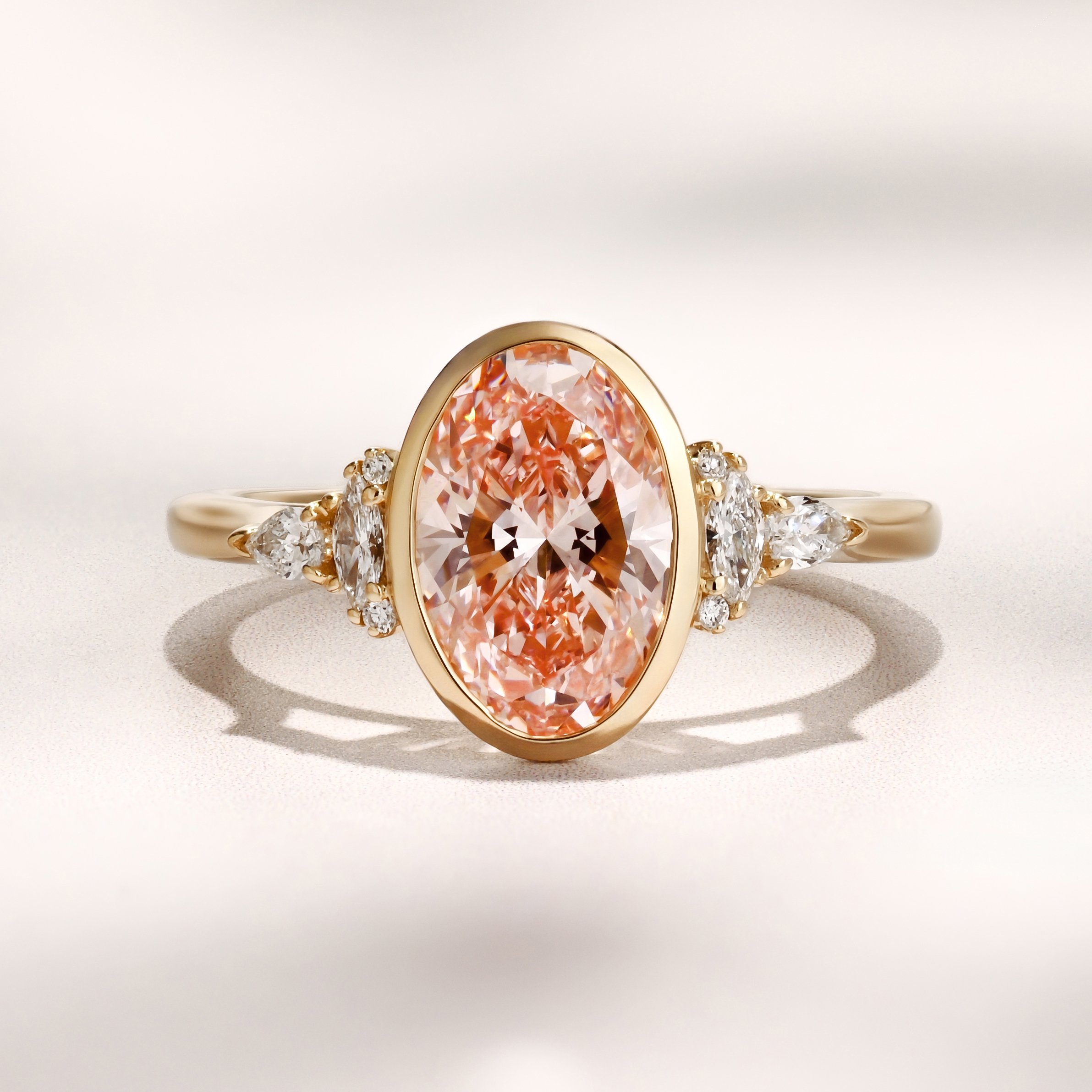 Savannah Bezel Ring| 2.17ct Oval Pink Lab Grown Diamond