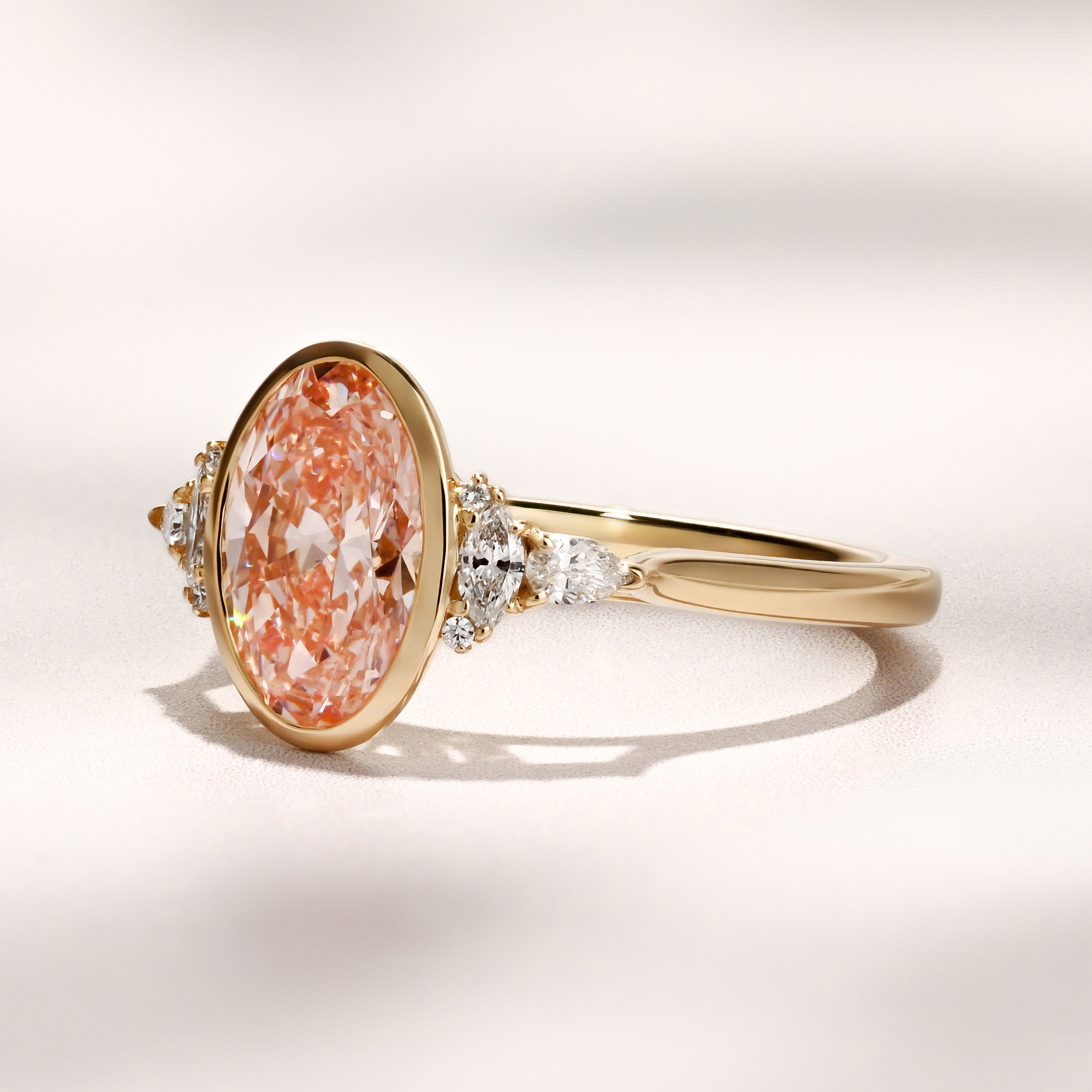 Savannah Bezel Ring| 2.17ct Oval Pink Lab Grown Diamond