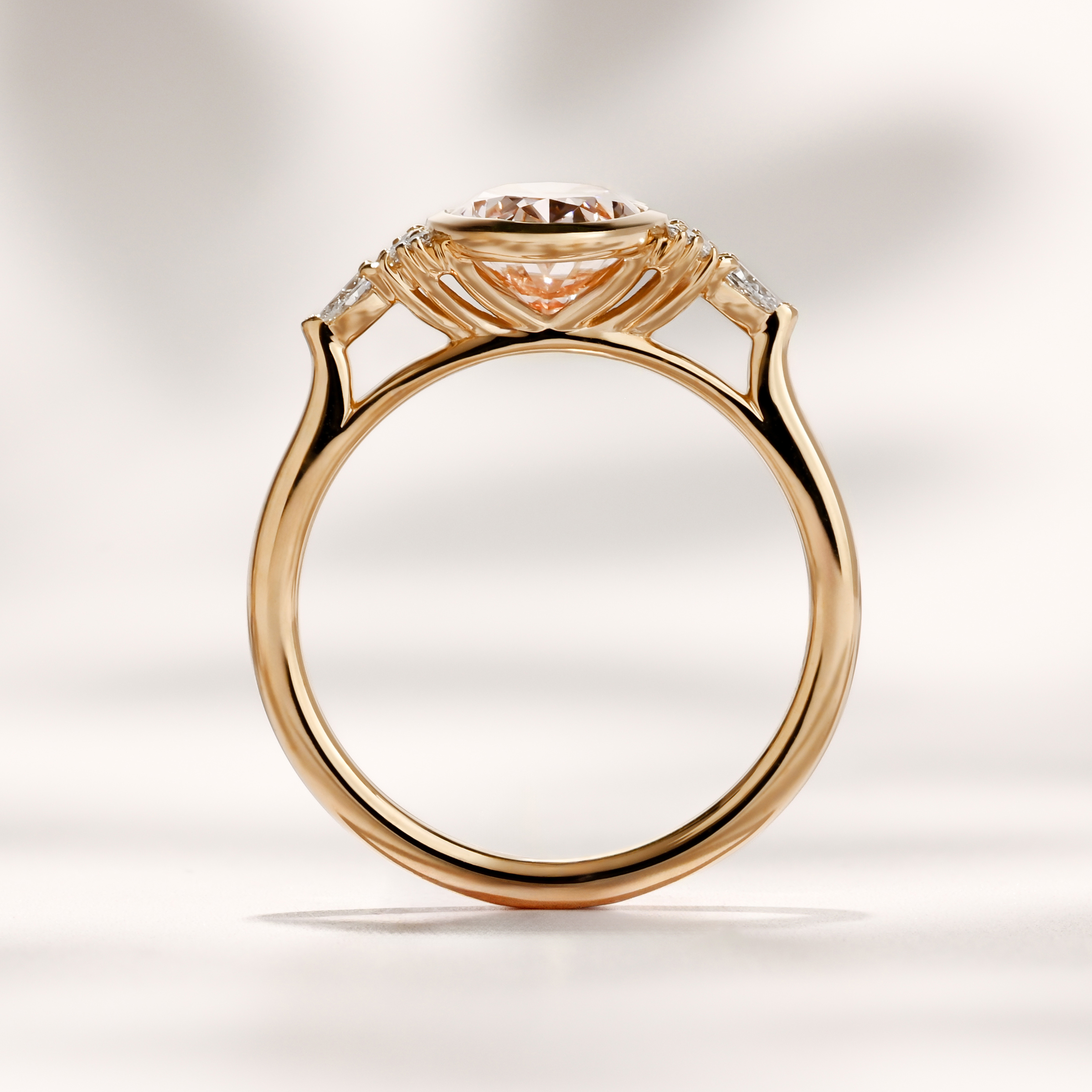 Savannah Bezel Ring| 2.17ct Oval Pink Lab Grown Diamond