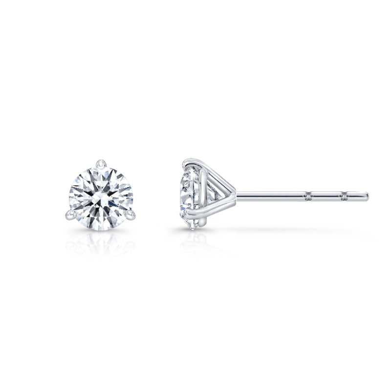 White Gold Three Prong Martini 1ctw Lab Grown Diamond Stud Earrings