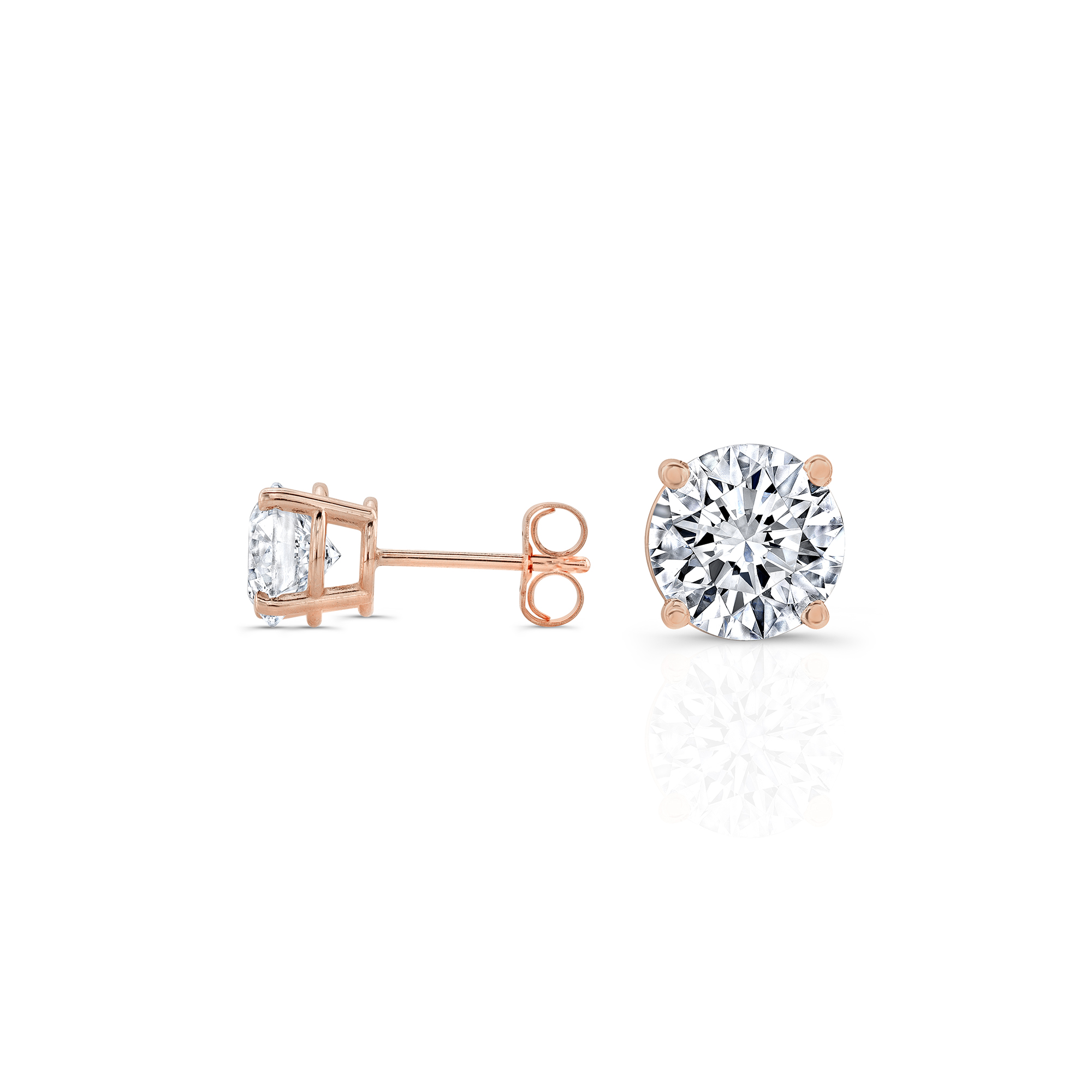 Rose Gold Four Prong 1ctw Lab Grown Diamond Stud Earrings