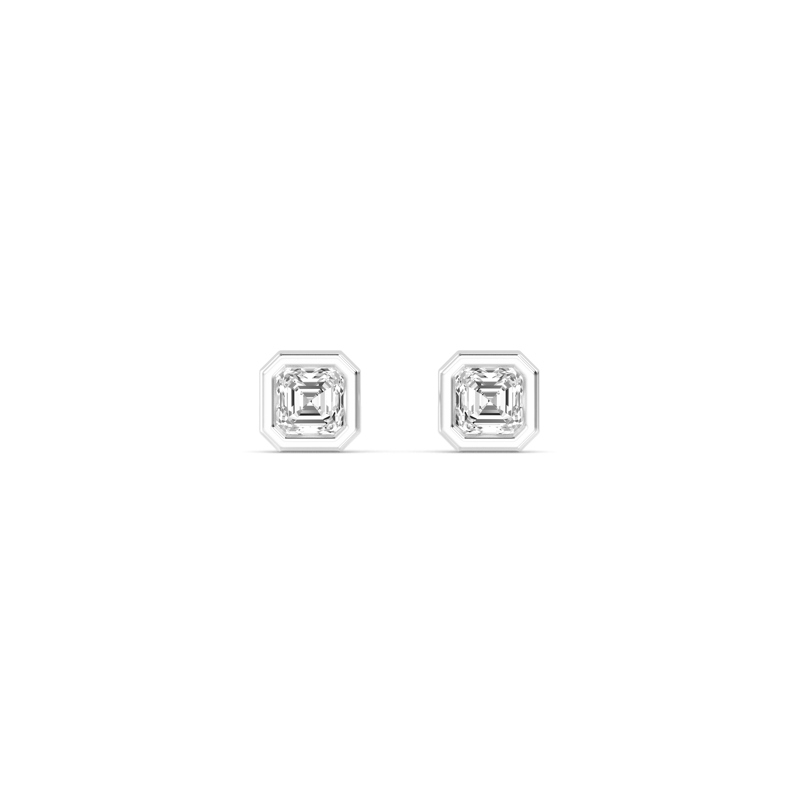 White Gold Martini Bezel Stud Asscher Earrings (1/4ctw)
