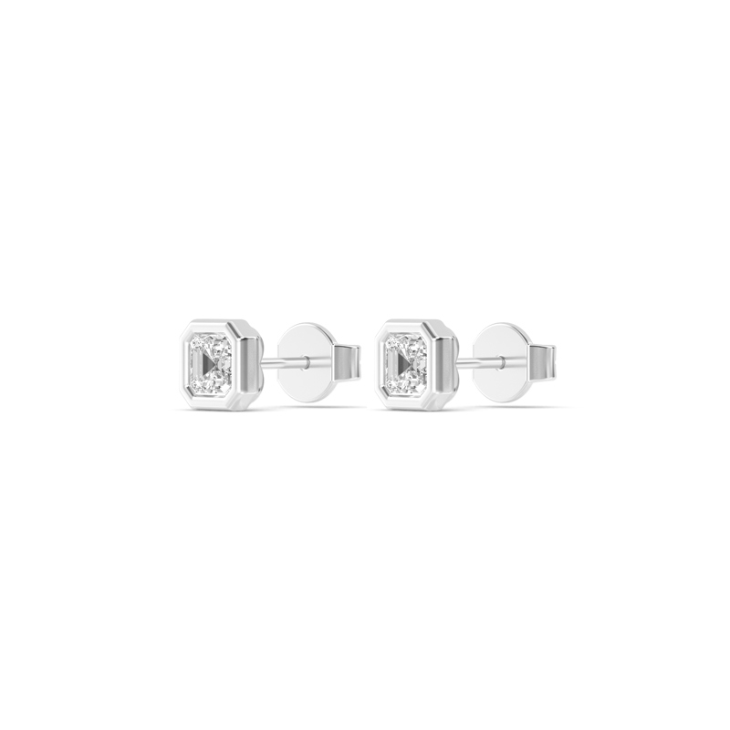 White Gold Martini Bezel Stud Asscher Earrings (1/4ctw)