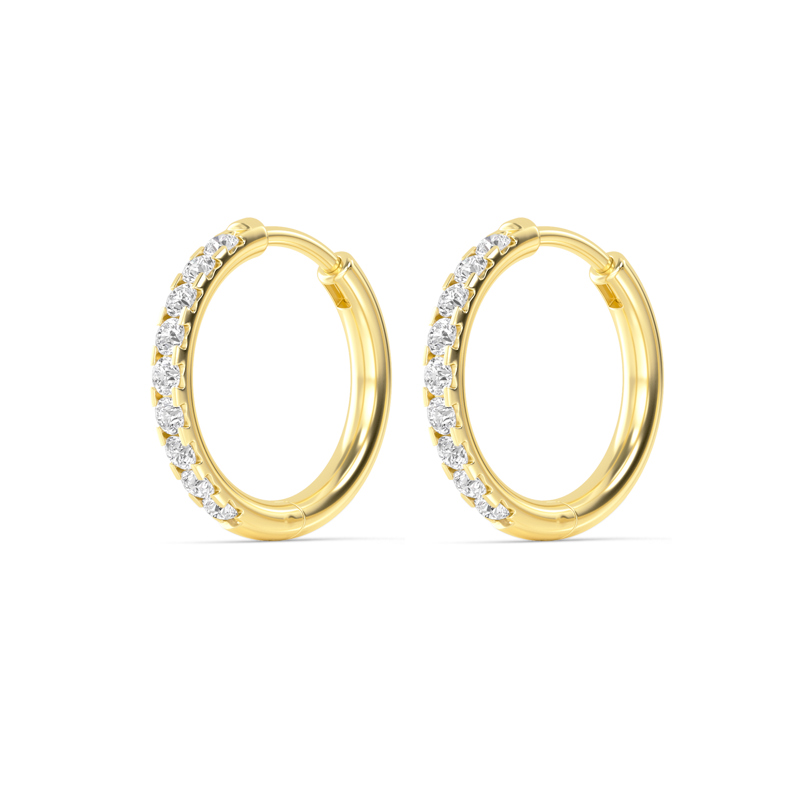 Yellow Gold  Round Huggie Earrings (1/4ctw)