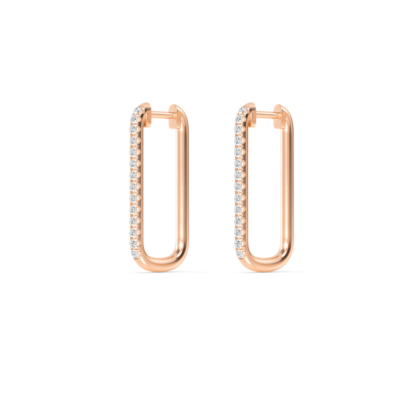 Rose Gold Paper Clip Diamond Earrings  (1/2ctw)