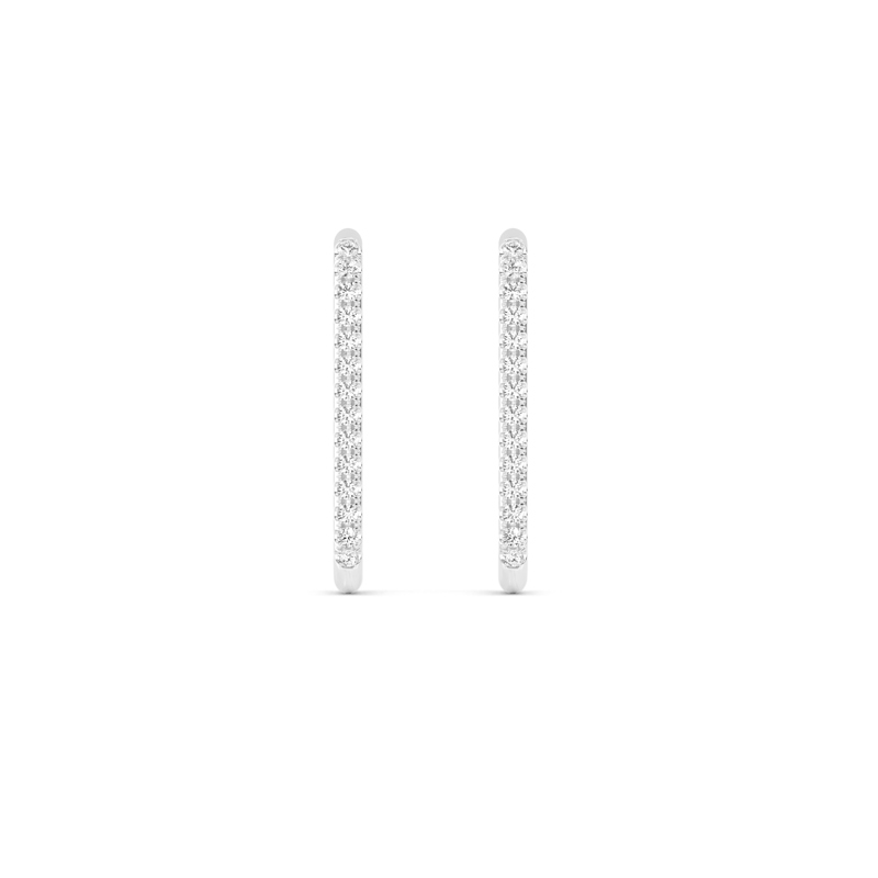 Sterling Silver Paper Clip Diamond Earrings  (1/4ctw)