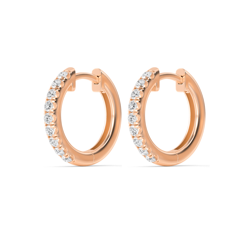 Rose Gold Round Pave Huggie Earrings (1/2ctw)