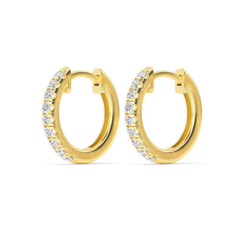 Yellow Gold Round Pave Huggie Earrings (1/4ctw)