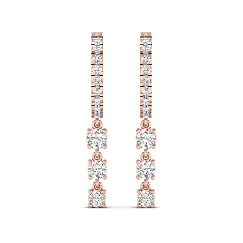 Rose Gold Small Rain Drop Huggie Earrings (1ctw)