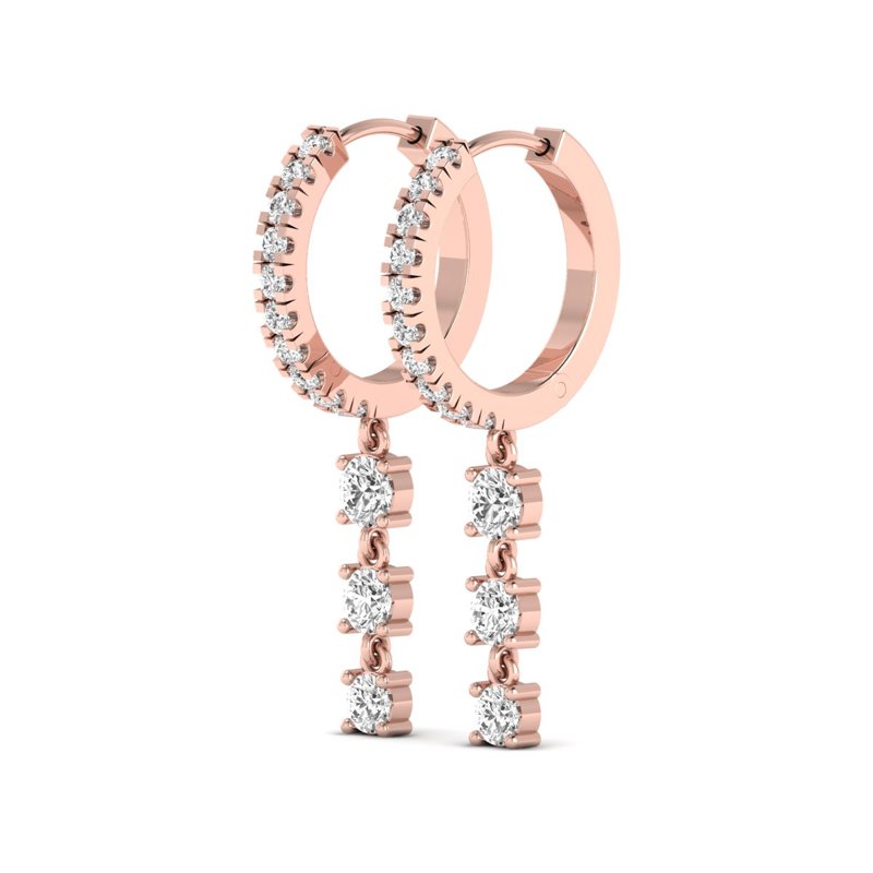Rose Gold Small Rain Drop Huggie Earrings (1ctw)