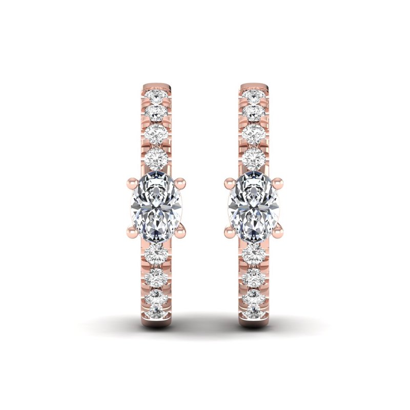 Rose Gold Petite Oval Huggie Earrings (3/4ctw)