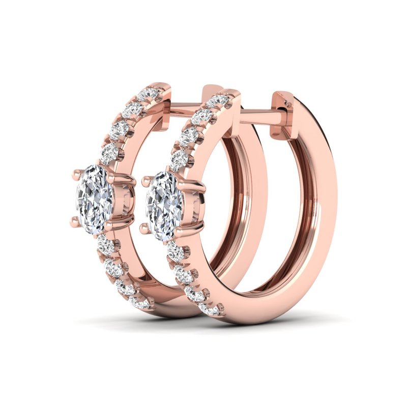 Rose Gold Petite Oval Huggie Earrings (3/4ctw)