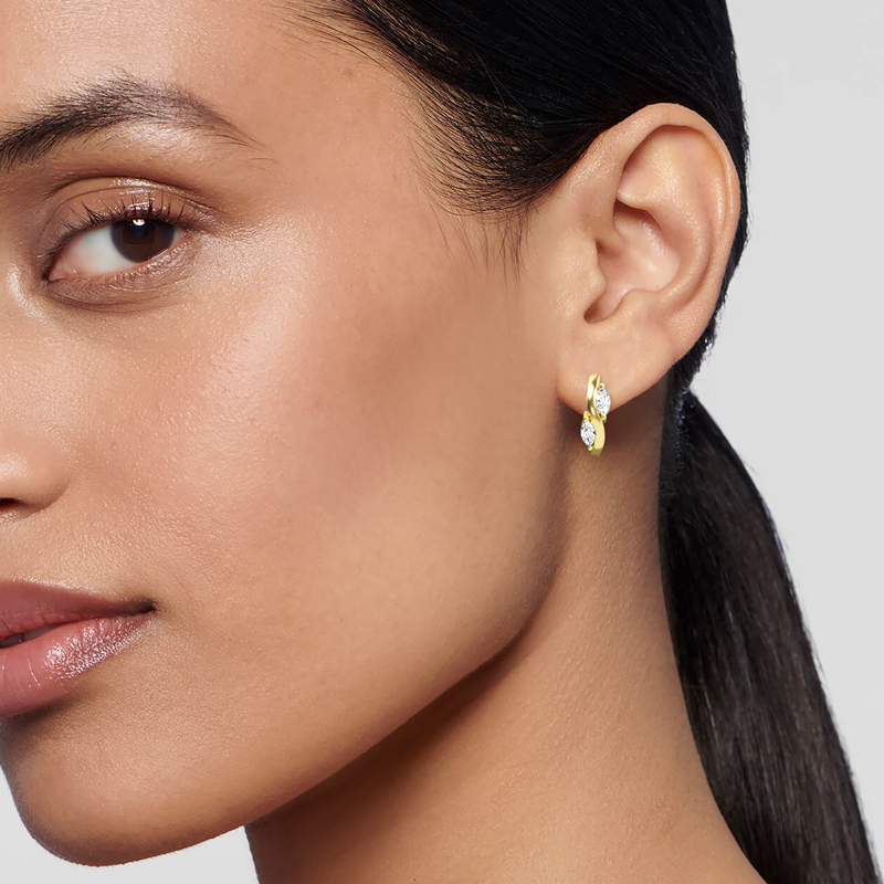 Yellow Gold Twisting Vine Earrings (1/4ctw)