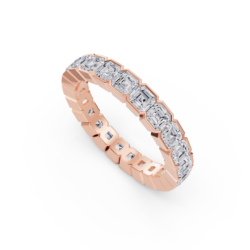 Rose Gold Half Bezel Asscher Eternity (2ctw)