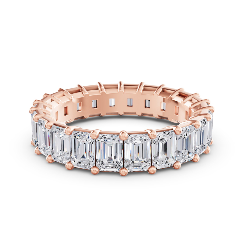 Rose Gold Classic Emerald Shared Prong Eternity (4ctw)