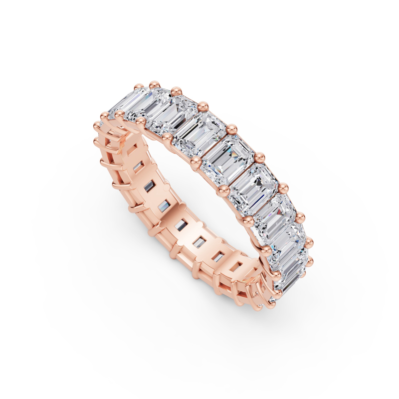 Rose Gold Classic Emerald Shared Prong Eternity (4ctw)