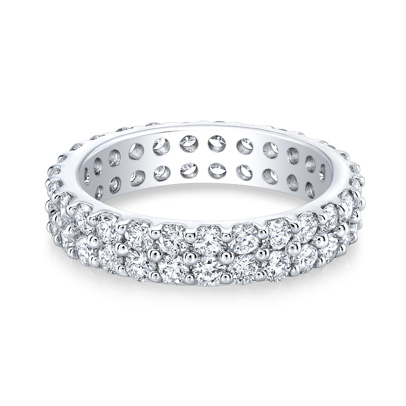 14k White Gold 2ctw Double Row Lab Grown Diamond Eternity Wedding Band