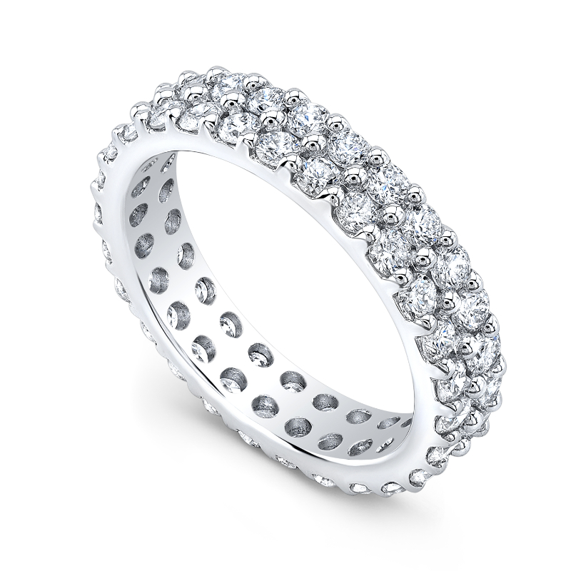 14k White Gold 2ctw Double Row Lab Grown Diamond Eternity Wedding Band